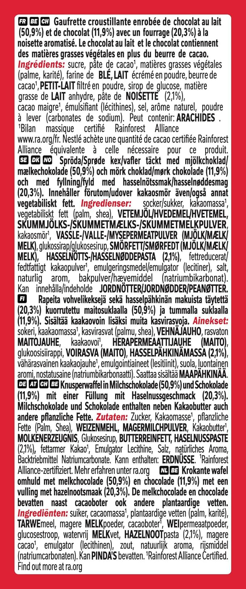 Nestlé mogyorós szelet ropogós ostya krémes mogyorós töltelékkel és márványos csokoládé borítóval 2 csomag (1 x 99 g)