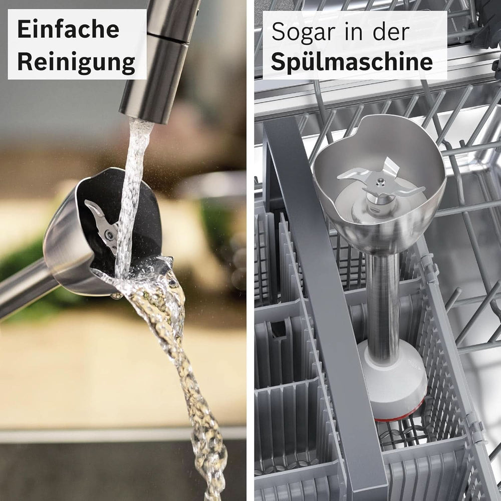 Bosch Stabmixer Ergomaster Serie 4 MSM4W210, Einhändig Bedienbar, Edelstahl-Klingen, Verschleißfreie Keramik-Kupplung, Mixbecher, Quattroblade, Antisplash Funktion, Einschaltsperre, 600 W, Weiß Nather és Chilß Mother and