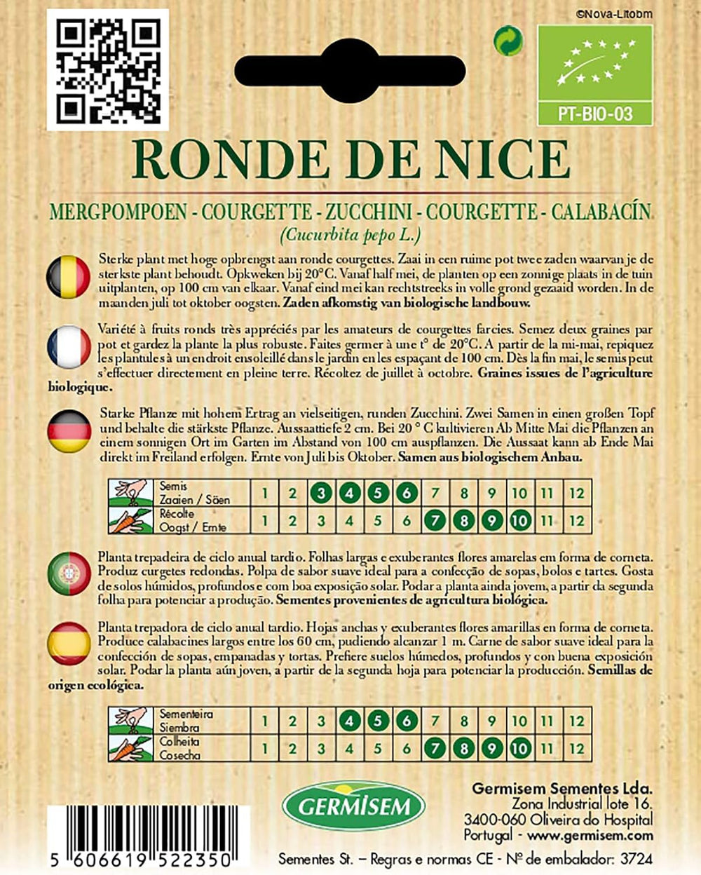 Zucchini RONDE DE NICE, ECBIO4017