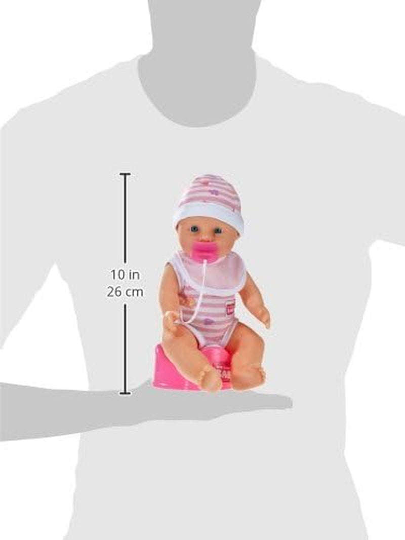 Simba 105037800 - New Born Babyset, 2-fach sortiert, es wird nur ein Artikel geliefert, Vollvinylpuppe mit Trink- und Nässfunktion, Pacifier, Flasche, Topf und Lätzchen, 30 cm, max 3 év