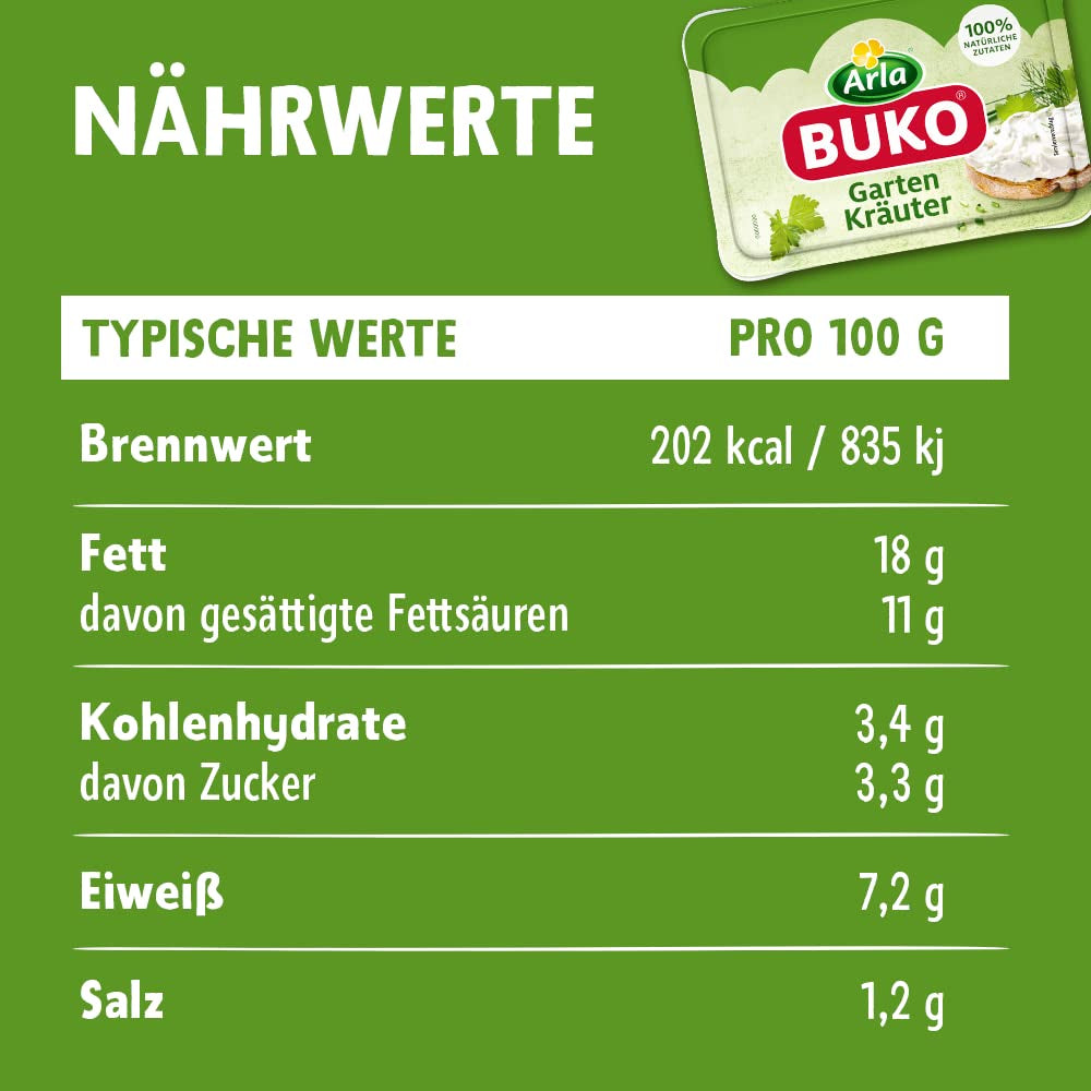 Gartenkräuter Frischkäse | 10x200g | 100%-ban természetes összetevők Ohne Konservierungsstoffe, Thickeners und Gesmackverstärker