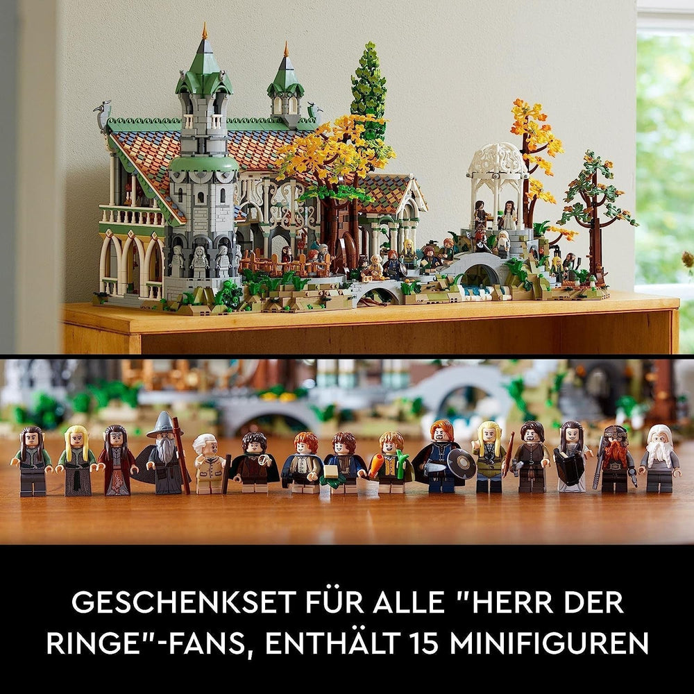 LEGO Icons A Gyűrűk Ura: Rivendell - Felnőtt gyűjtemény és bemutató készlet 15 egyedi minifigurával, köztük Gandalf, Legolas, Aragorn és Frodó, kizárólag az Amazonon - 10316 Építőkészletek Besuche den LEGO-Store