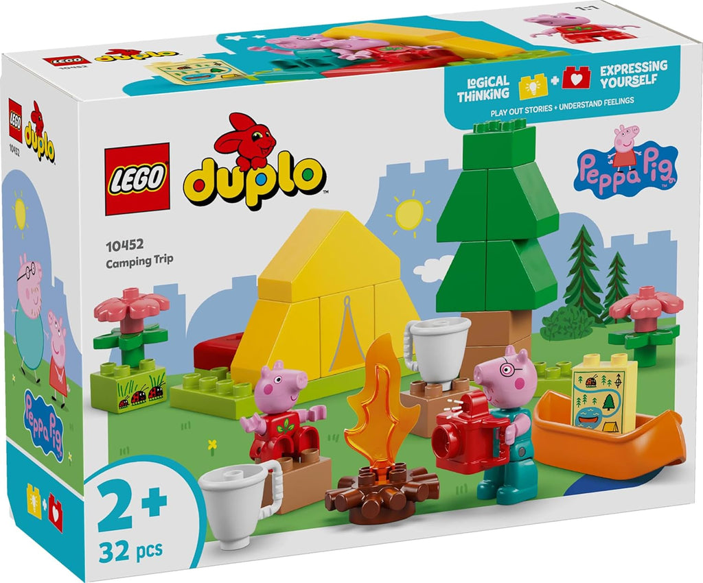 LEGO DUPLO Peppa Wutz Camping Trip - jucărie educativă pentru băieți și fete de la 2 ani - include cort, canoe, foc de tabără și 2 minifigurine - jucărie pentru activități motorii, sortare după culoare 10452 Seturi de constructie Besuche den LEGO-Store