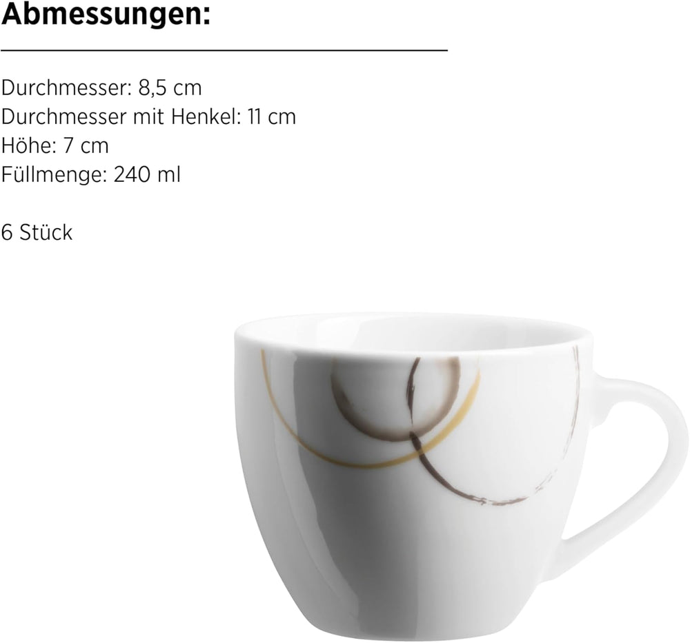 Set de veselă combinat MÄSER Nela, serie 30 piese, set de veselă pătrat pentru 6 persoane, alb/maro