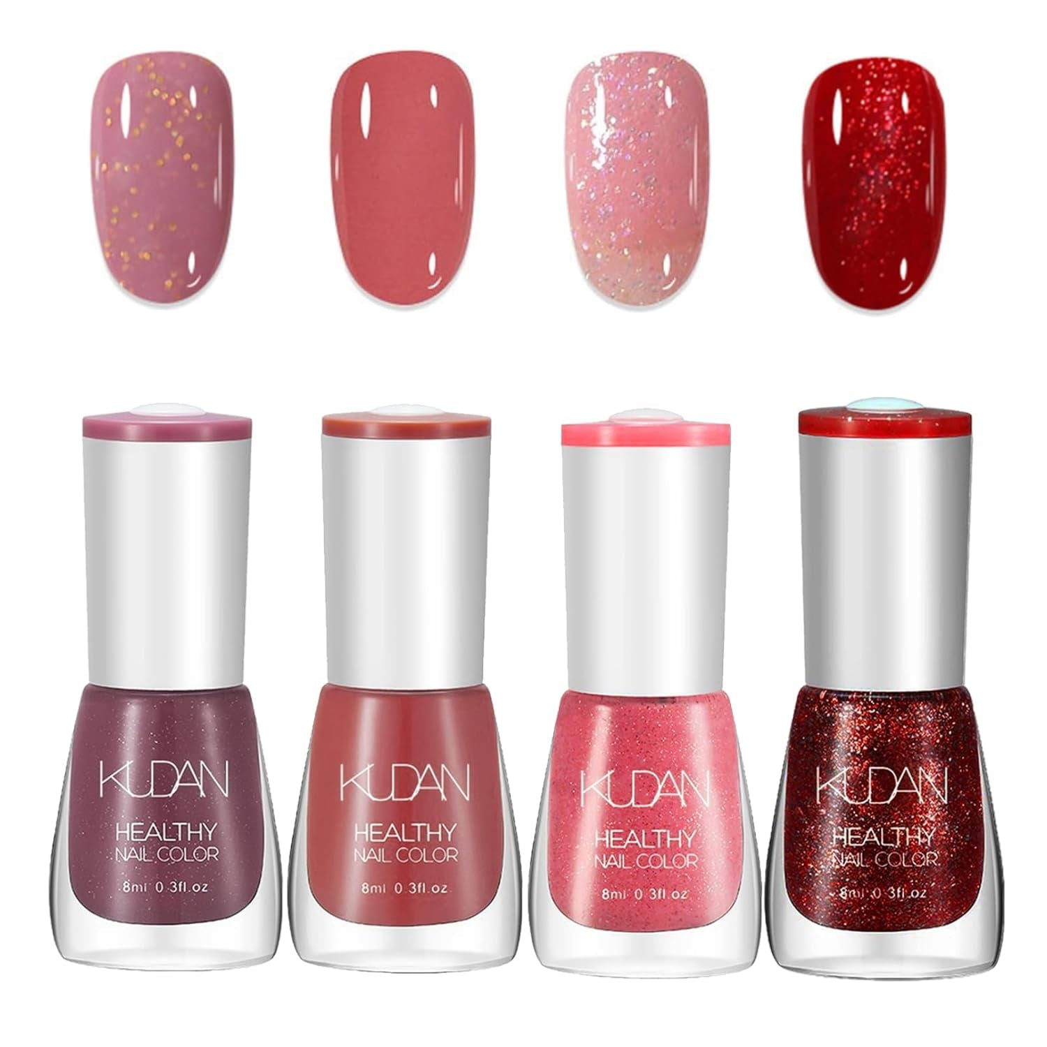 4 részes körömlakk készlet - Gyorsan szárad, hosszan tartó vízbázisú körömlakk - DIY Nail Design körömlakk (Nude Normal Style 4 részes készlet)