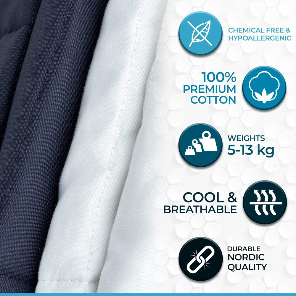 Pătură ponderată pentru adulți 150 X 200 Cm, 7Kg - Pătură ponderată pentru somn profund, pătură grea, pătură de terapie din bumbac 100%, pătură relaxantă Oeko-Tex® 100 Standard plapumă Paturi si Cuverturi Polar Night