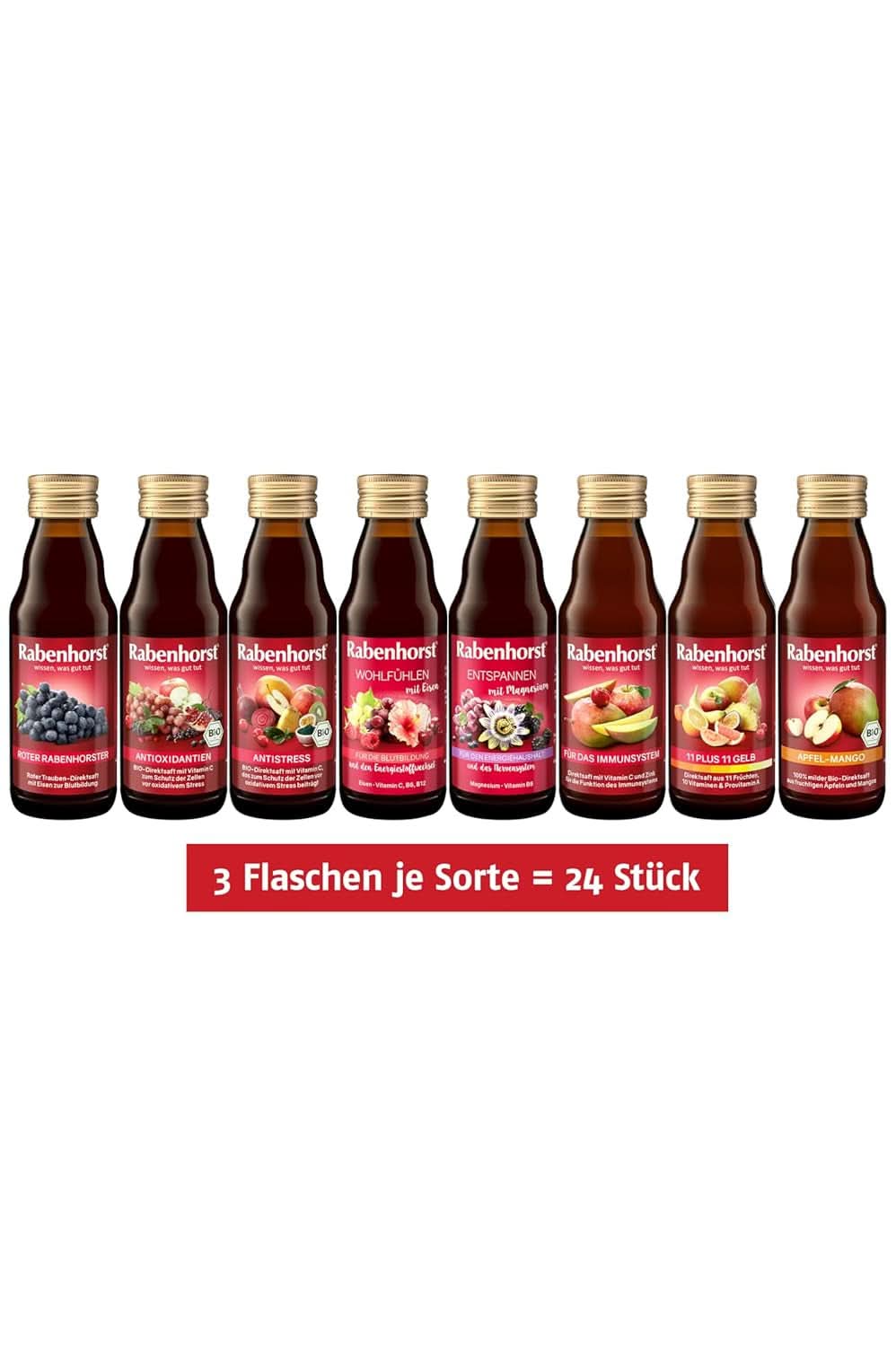 Rabenhorst mini kóstoló csomag, 8 fajta vagy 3 üveg (24 X 125 ml) Alkoholmentes italok Naty Shop