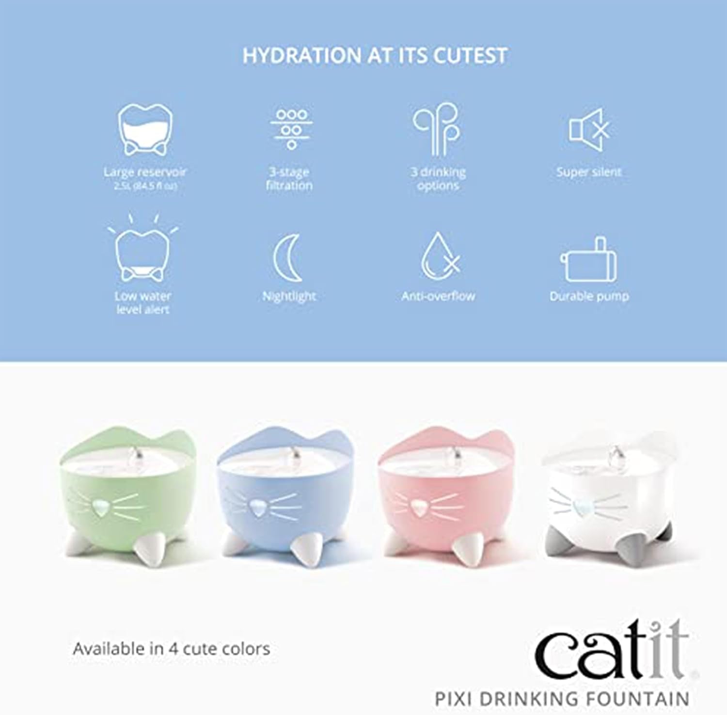 Catit Pixi Fântână de băut pentru pisici, Albă, 1 bucată (1 pachet)