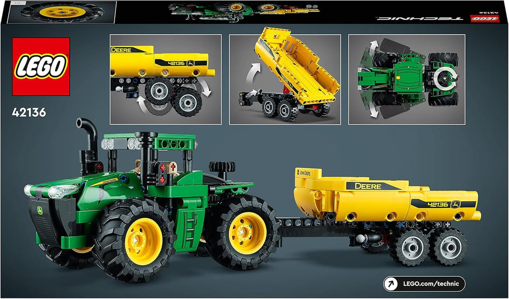 LEGO Technic John Deere 9620R 4WD traktor billenő utánfutóval Klasszikus mezőgazdasági játék gyerekeknek fiúknak és lányoknak 8 éves gyűjthető modellkészlet 42136 Építőkészlet Besuche den LEGO-Store