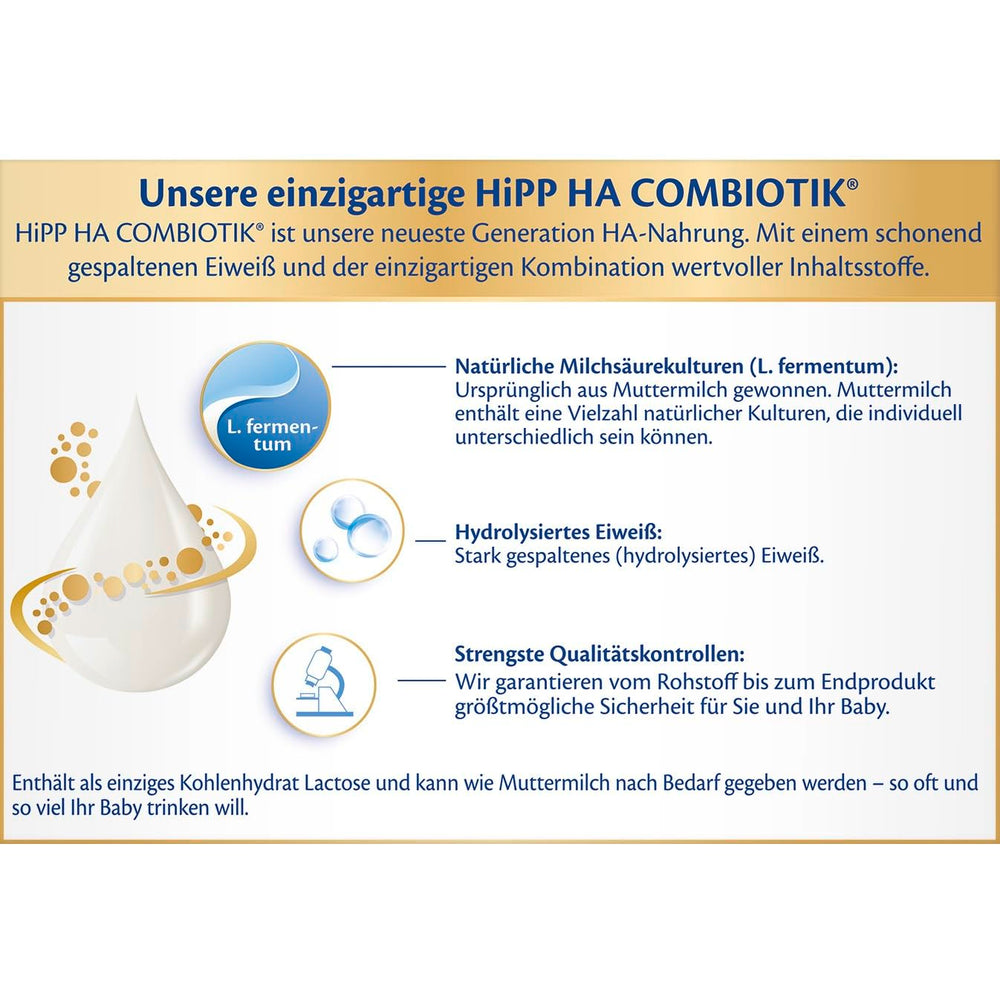 HiPP PRE HA Combiotik (4 x 600g), hidrolizált tejpor tápszer csecsemőknek születéstől fogva, természetes tejsavtenyészetekkel, érzékeny immunrendszerre