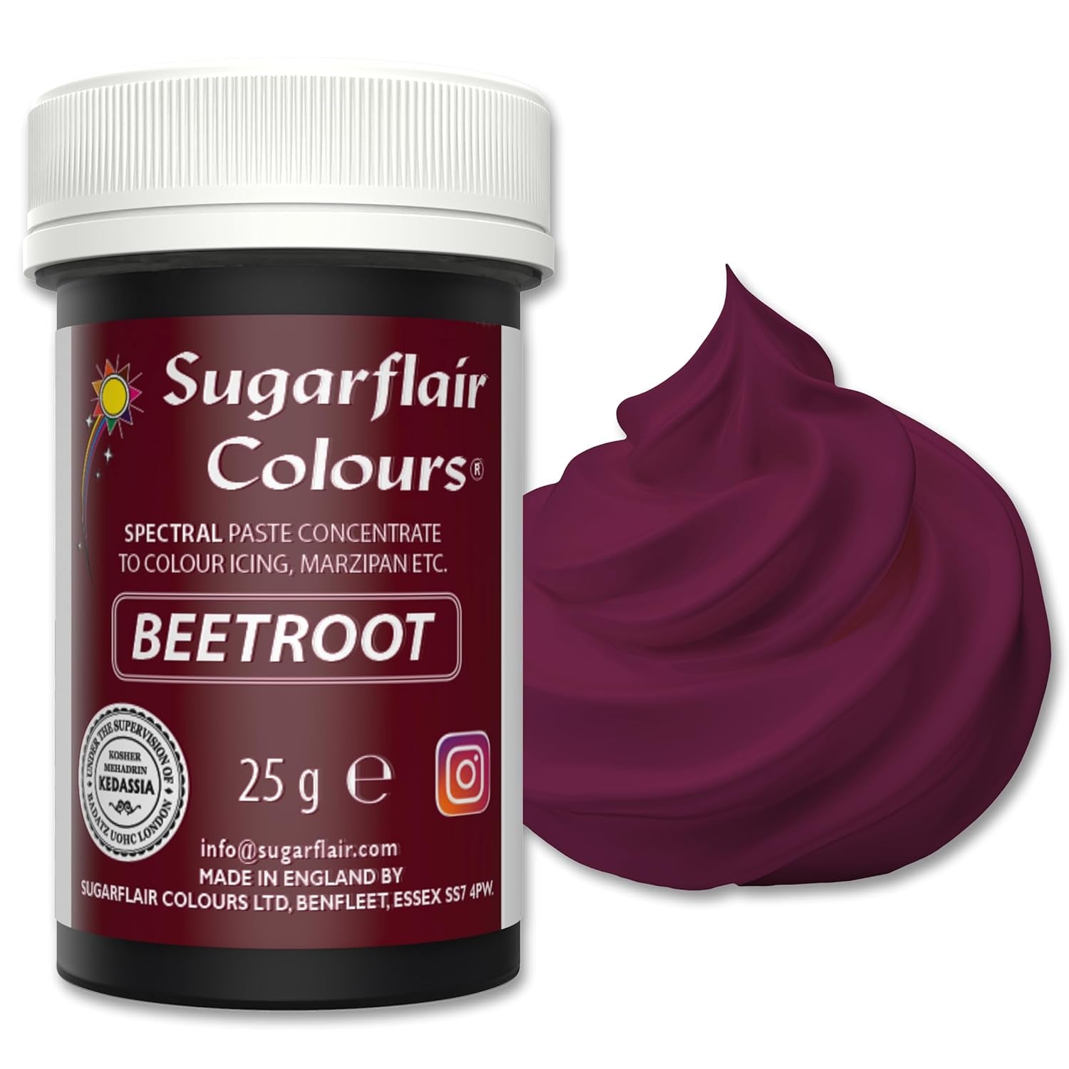 Pastă de colorant alimentar Sugarflair Grafit, colorant alimentar spectral concentrat pentru cremă de unt, pastă de zahăr, glazură, mixuri pentru prăjituri, macarons și multe altele! - 25g