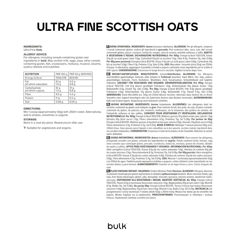 Finomra őrölt zabpehely, laza, 2,5 kg, 50 adag, a kiszerelés változhat