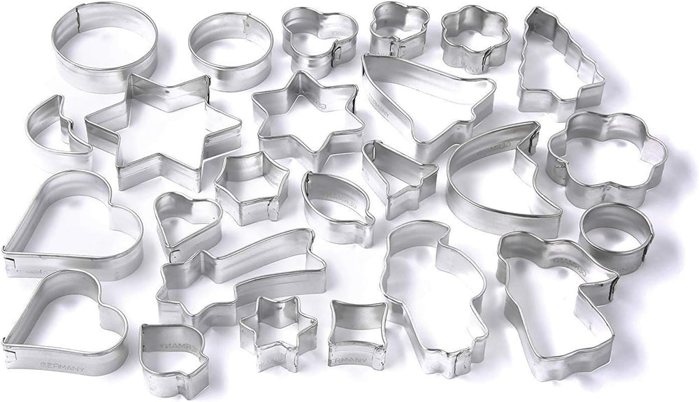 Set de forme de biscuiți Zenker, 25 de piese, patiserie, forme pentru biscuiți, biscuiți și fondant, forme de biscuiți în diferite dimensiuni și o varietate de modele, cantitate: 1 x set de 25 de piese, culoare: argintiu