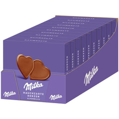 Milka I love Milka Hearts – Szájban olvadó alpesi tejcsokoládé és finom erdei mogyoró – 10 x 130g
