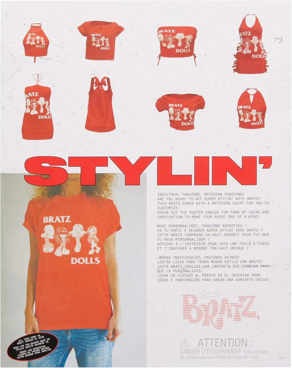 Bratz Stylin' Jade - Păpușă la modă cu tricou pentru a te stiliza, include accesorii, jucărie drăguță pentru fete