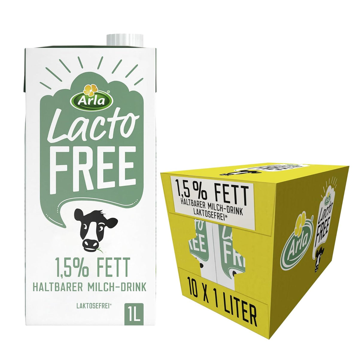 Arla LactoFREE Laktosefreie Haltbare Milch 1,5% Fett | 10 x 1L | echter Milchgeschmack, weniger süß | kalciumban és B12-vitaminban gazdag