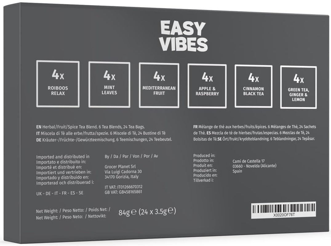 - Cutie cadou | Cutie cu selecție de ceaiuri din plante | 24 pliculețe - Filtru piramidal | 6 arome | Idei de cadouri pentru ea și pentru el