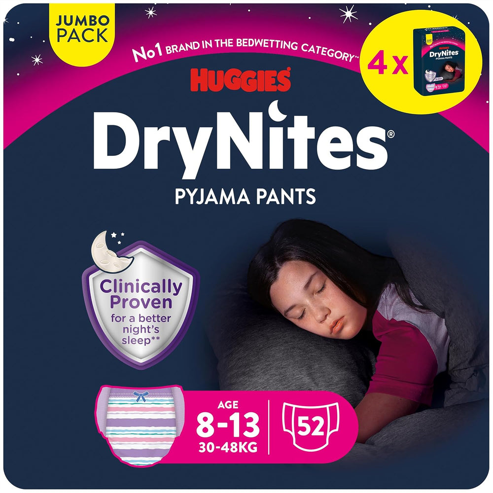 Huggies DryNites éjszakai ágybavizes pelenkák 13 és kb. 8-13 év közötti fiúknak (30-48 kg) 33 részes (3x11) Jumbo havi csomag XL pelenka bugyi Vazba fürdőtermékek