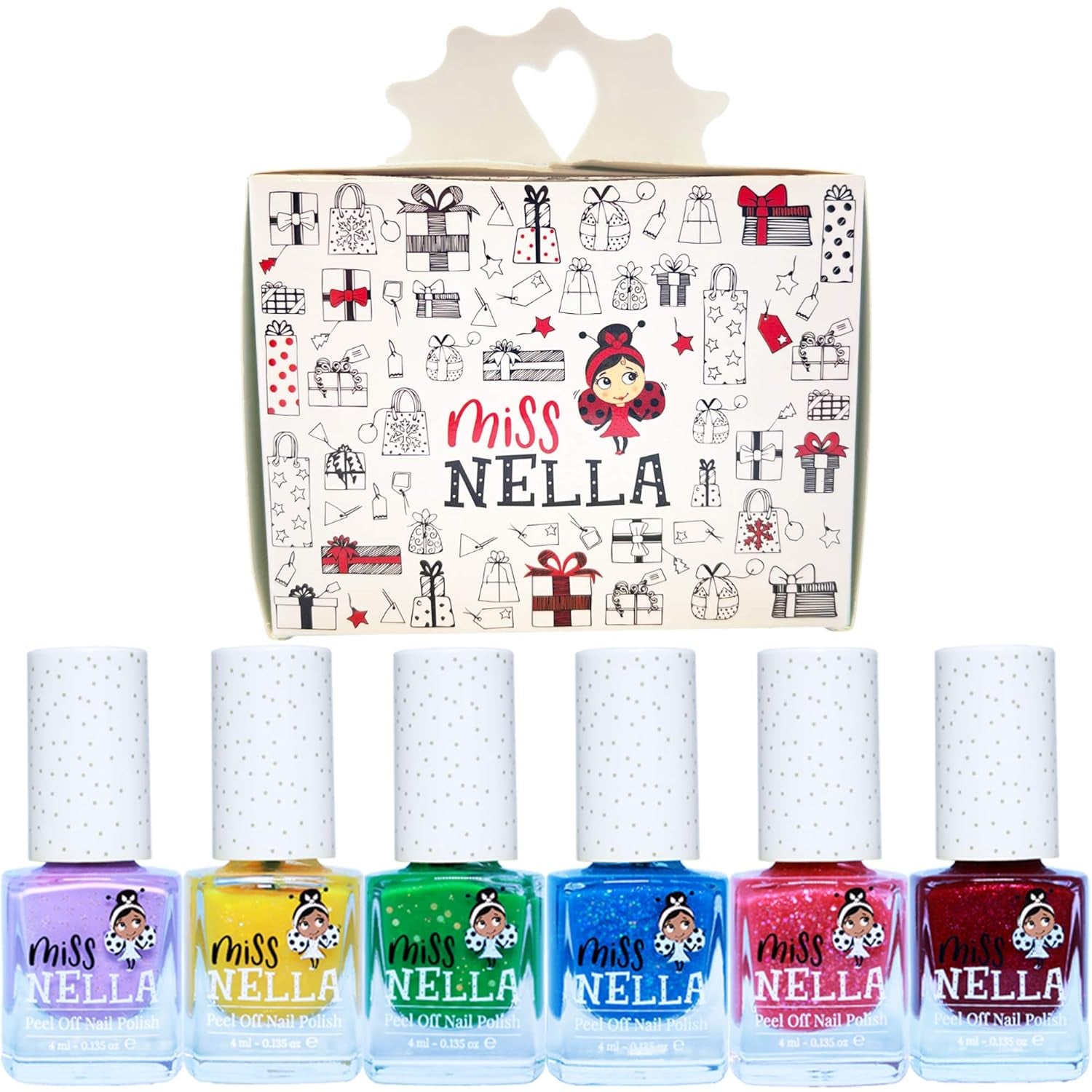 Miss Nella Magic Collection 4 részes csillogó körömlakk szett: rózsaszín, piros, arany és kék, speciális gyerekeknek kivehető körömlakk, nem mérgező, vízbázisú, szagtalan