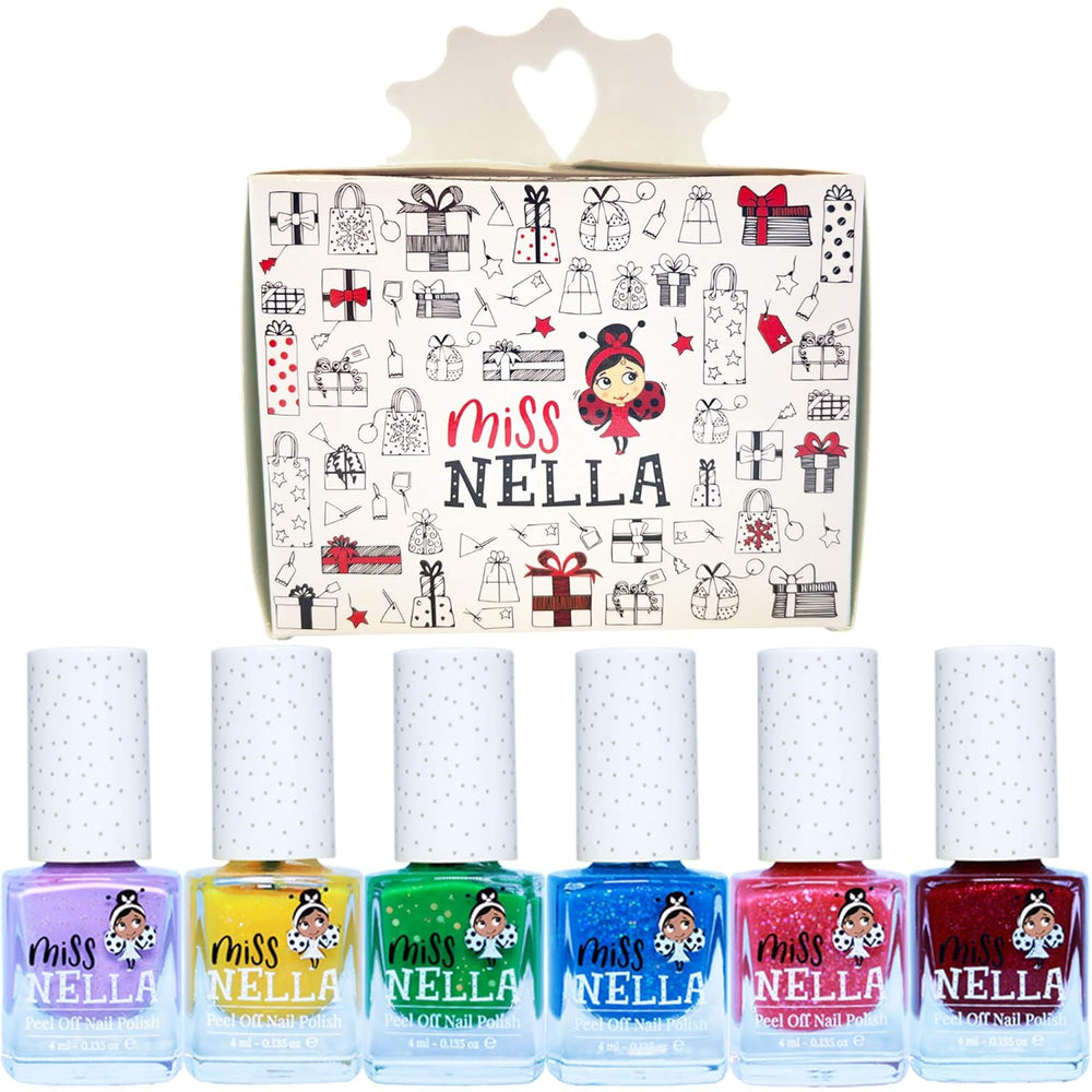 Miss Nella Magic Collection 4 részes csillogó körömlakk szett: rózsaszín, piros, arany és kék, speciális gyerekeknek kivehető körömlakk, nem mérgező, vízbázisú, szagtalan