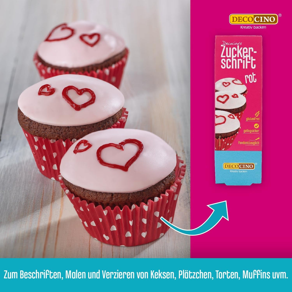 Decocino Inscripționare Zahăr în Roșu – Inscripționare Colorant Alimentar – Tub Practic pentru Etichetarea Fondantului și Glazurii – Decorațiuni de Coacere pentru Torturi, Torturi și Cupcakes! (Pachet de 2)
