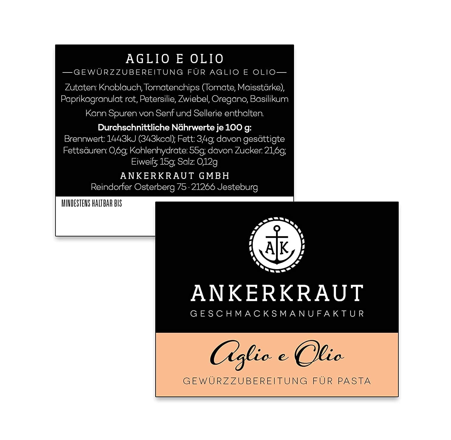 Ankerkraut Aglio e Olio, olasz Gewürzmischung tésztához és klasszikus spagettitésztához, 120 g aromás zacskóban