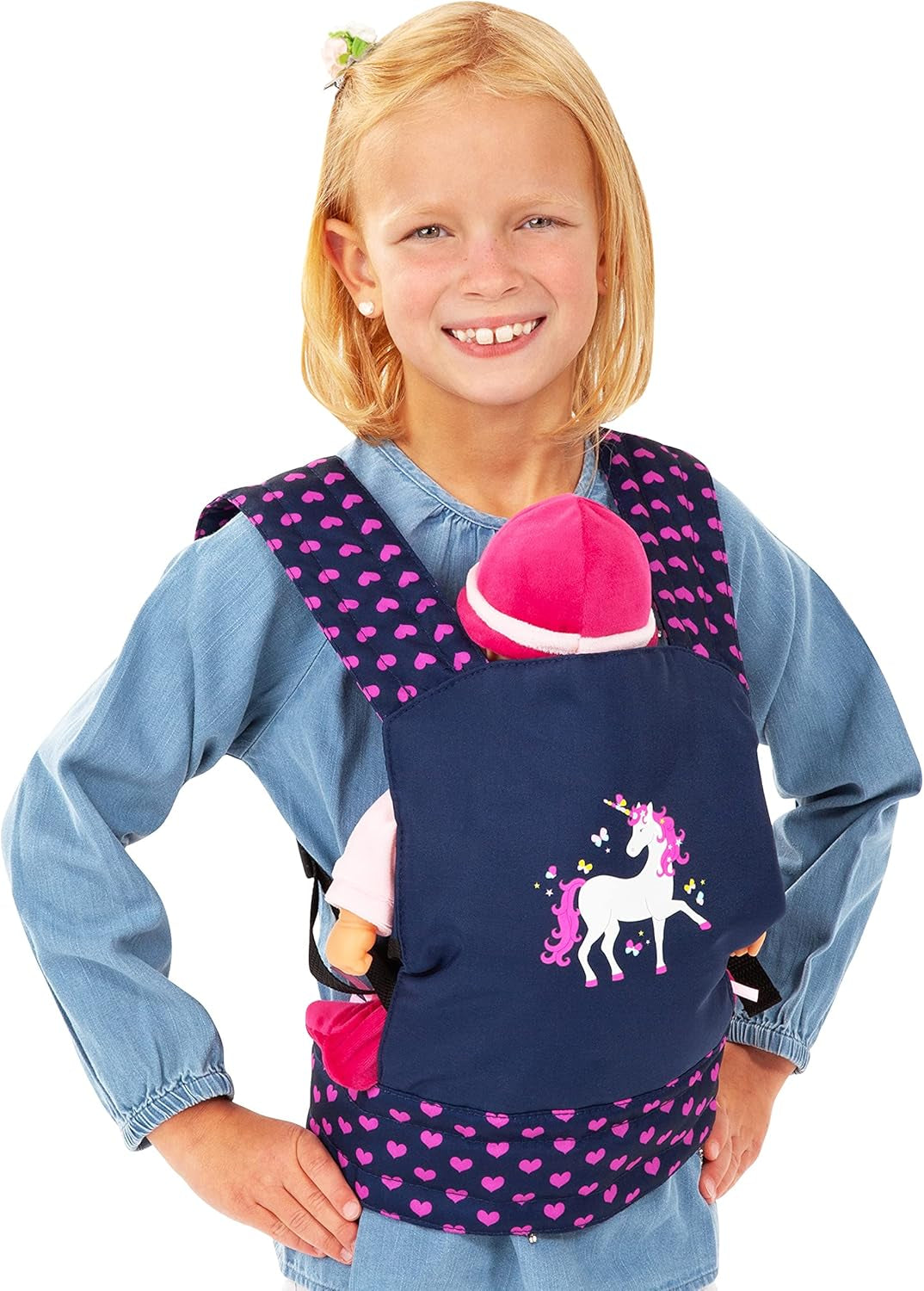 Bayer Design 62254AA Puppentrage EasyCarry, gepolstert, verstellbare Riemen, hinten und vorne tragbar, für Puppen und Plüschtiere