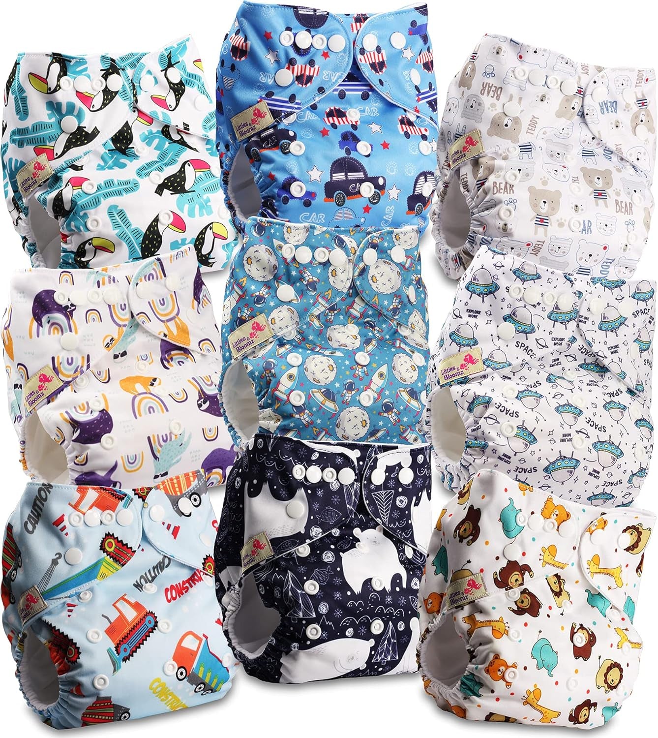 Littles és Bloomz FLP2-0406 Standard Clip újrafelhasználható pelenka, 4 pelenka