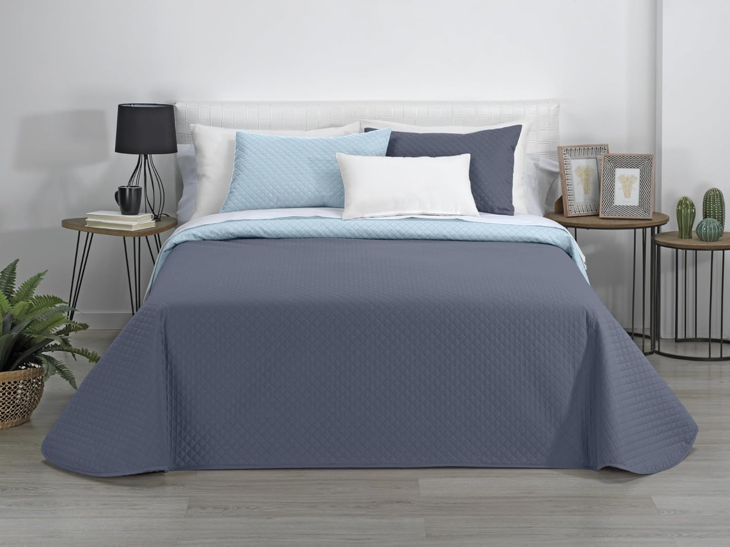 AVA | Cuvertură Reversibil Boutique | Pentru toate anotimpurile | Culoare - Albastru cer/Stone | Pentru pat de 120/135 cm. pat. (230 X 270 Cm. Ancho X Alto) | Cuvertură cu matlasare Plapumi si pilote Naty Shop Titlu implicit