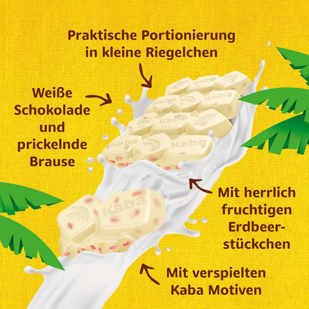 Kaba fehér csokoládé eper ízzel és pezsgő cukorkák, csokoládé szelet, szelet 85 g, fehér csokoládé eper gyümölcsízzel és pezsgő cukorka Kaba eredeti ízével (3 db-os csomag)