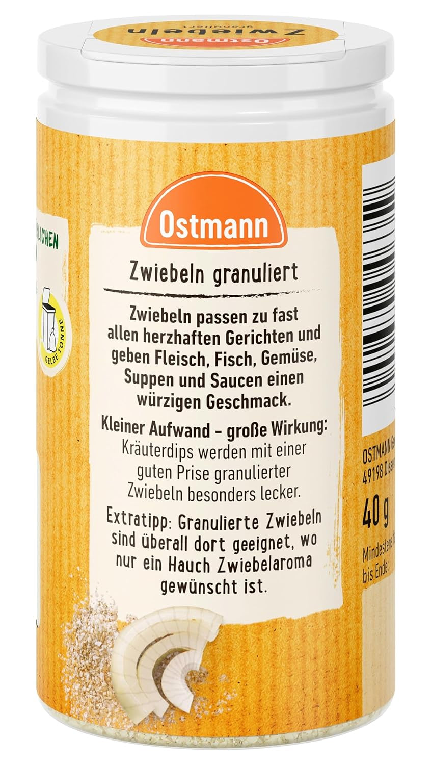 Ostmann Gewürze - Granular Zwiebeln | Zwiebelpulver zum Würzen herzhefter Gerichte | 40 g recyclebarer adagban