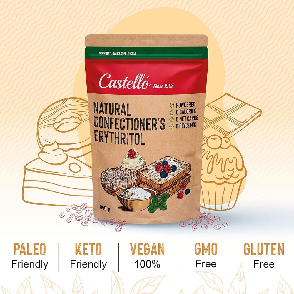 Természetes eritrit - porcukor | 10G = 7G cukor, 850 gramm Sweeteners Naty Shop