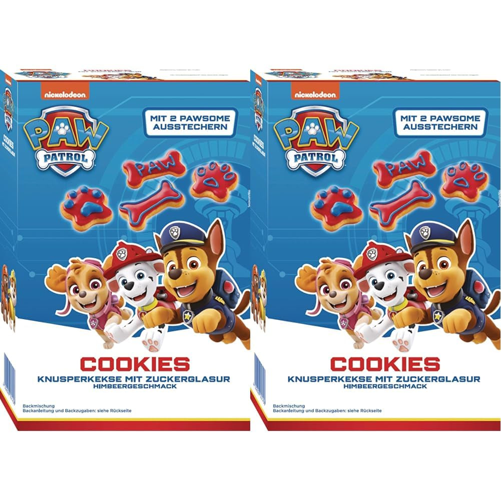 RUF X PAW Patrol Muffin Backmischung Mit Erdbeer-Geschmack, Für 12 Paw Patrol Muffins, Inkl.16 Oblaten-Auflegern Und Pawsome Muffin-Förmchen, 1 X 394G Naty Shop 475 G (2 Er Pack) Cookie