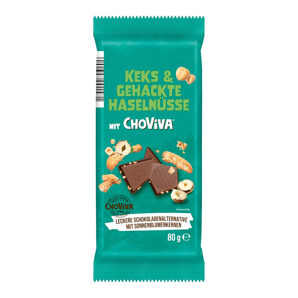 Sós vajas keksz és ChoViva, 80 g tábla, alternatív csokoládéból, napraforgómaggal