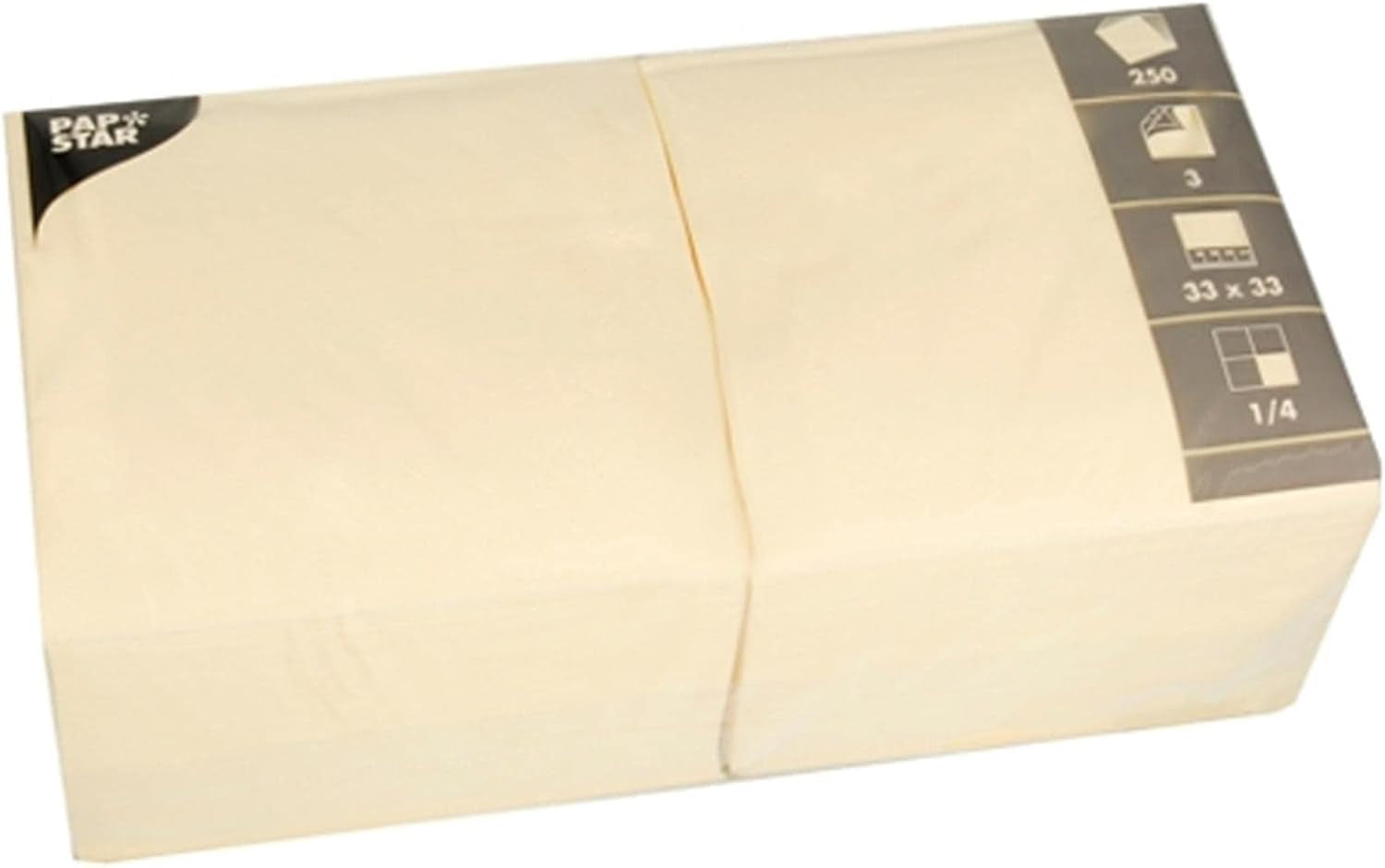 Șervețele, 3 straturi 1/4-fold 33 Cm X 33 Cm Cream Pentru fiecare petrecere și sărbătoare. Cantitate: 250 buc