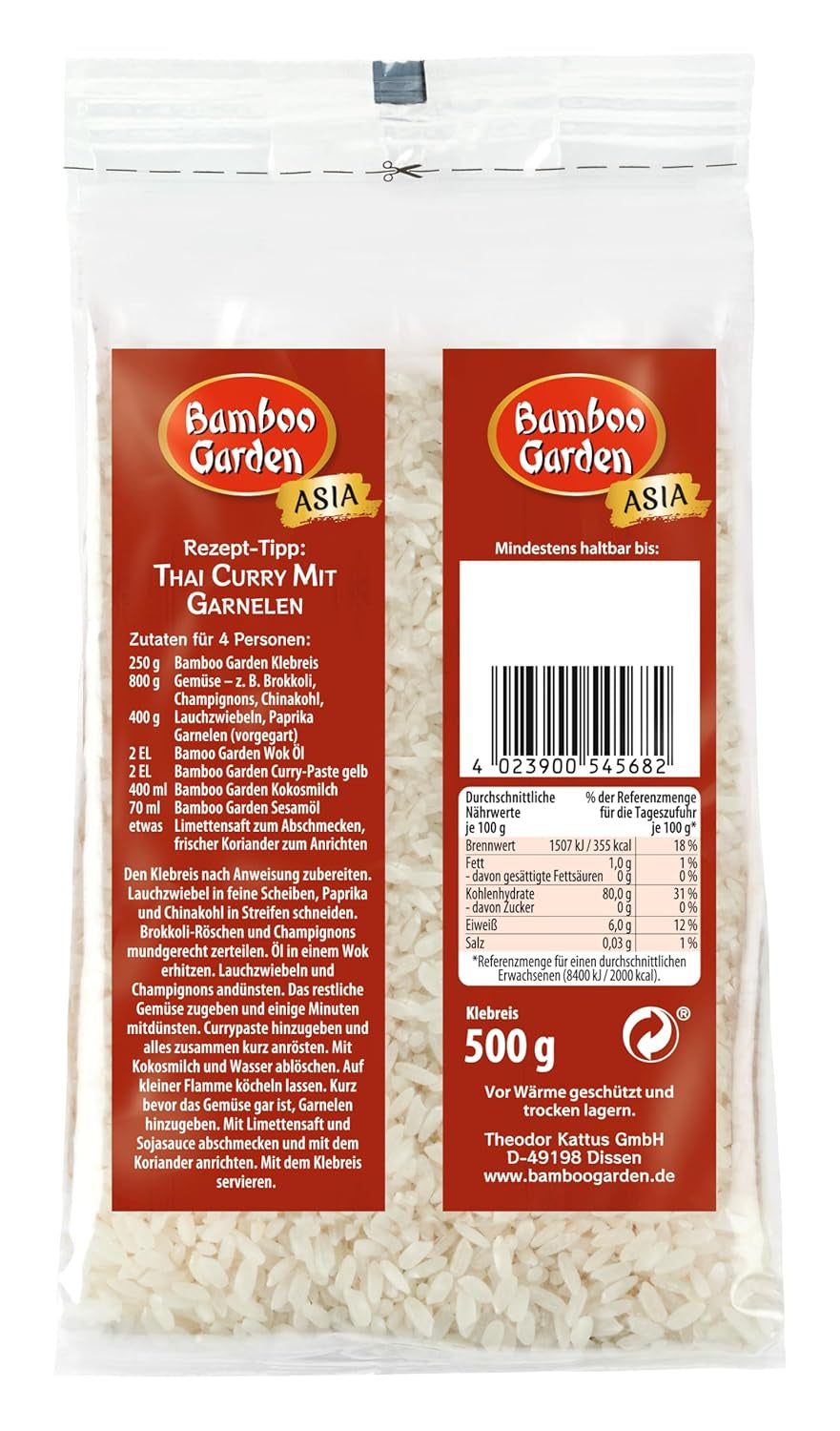 Bamboo Garden - Ragadós rizs, 500g zacskónként