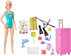 Barbie You Can Be Anything Serie, Meeresbiologin, 1x Puppe mit blonden Haaren, Badeanzug, Delphin, Accessoires, Geschenk für Kinder, Spielzeug ab 3 Jahre,HMH26
