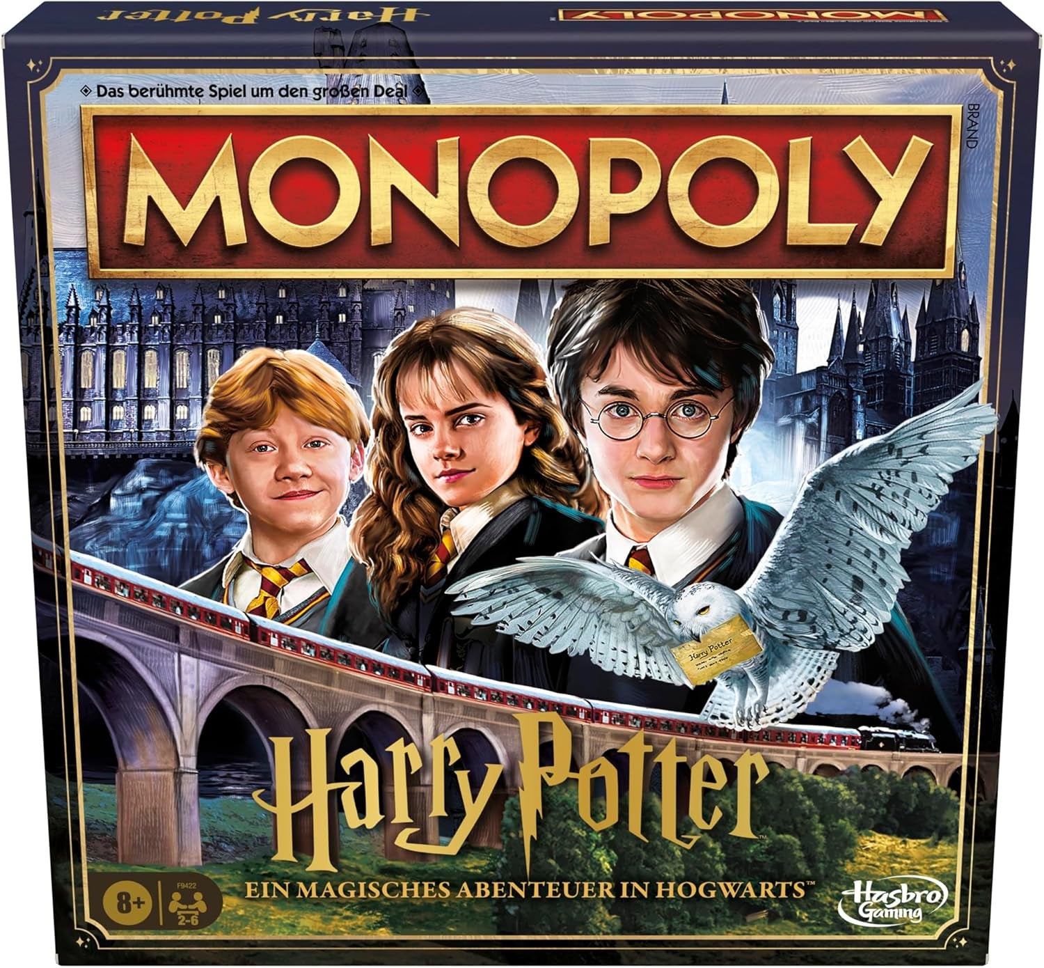 Monopoly Társasjáték Harry Potter Edition, családi játék 2-6 játékos számára, 8 éves kortól - német verzió