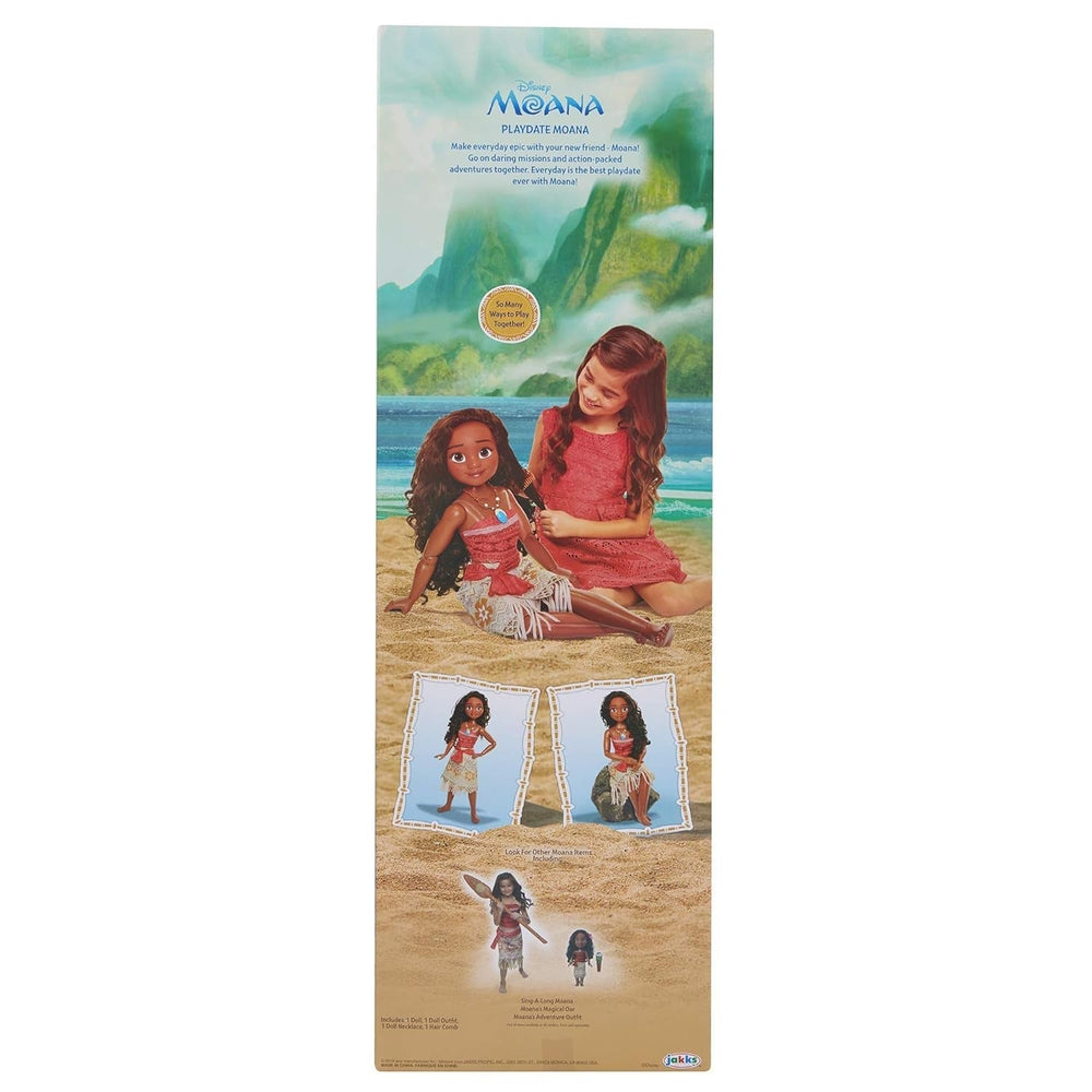Disney Princess Moana 80 cm Play Doll by Jakks Pacific Mozgatható baba kefével, hogy fésülje hullámos fürtjeit Film ihlette ruha Levehető medál nyaklánc babák Naty Shop