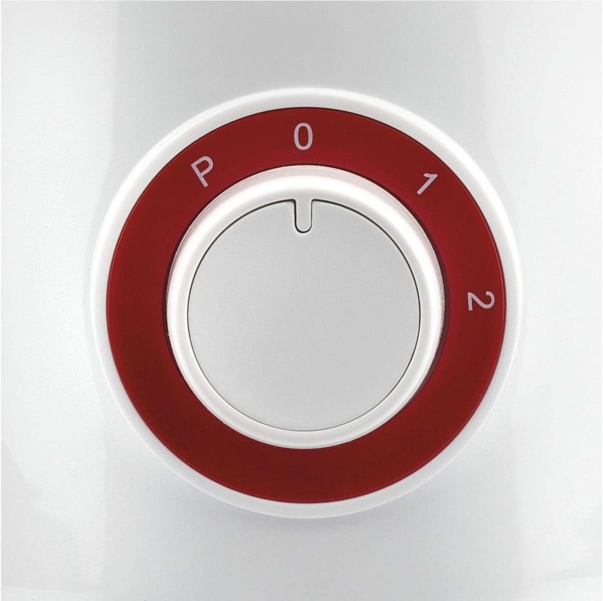 Girmi FR46 Elektrischer Mixer, 1,5 liter, 2 Geschwindigkeiten Mit Pulse-Funktion, 4 Edelstahlklingen, Messbecherdeckel, Messbecher Mit Scale, Sicherheitseinrichtung, Weiß/Rot Kitchen Naty Shop