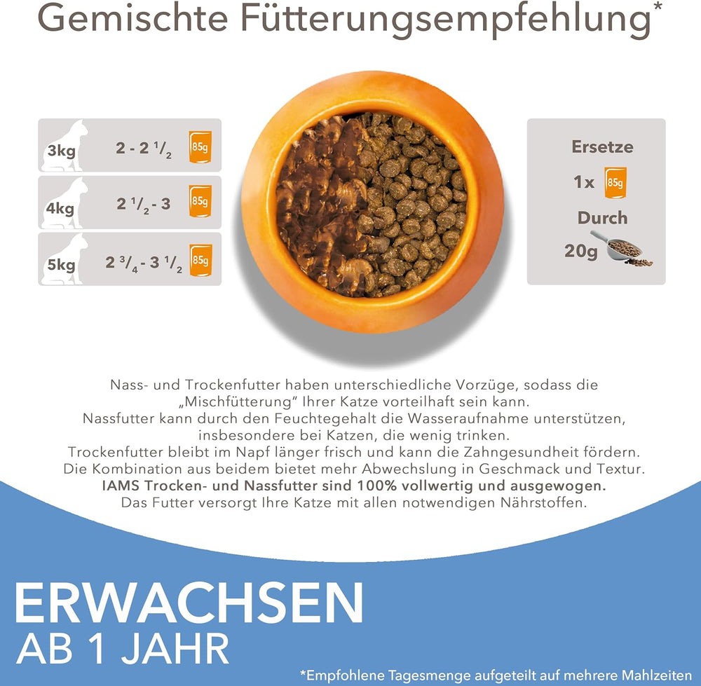 IAMS Delights Sea Collection Katzenfutter Nass - Multipack mit Fisch Sorten (Lachs, Thunfisch, Makrele, Seefisch) in Sauce, Nassfutter für Katzen ab 1 Jahr, 12 x 85g