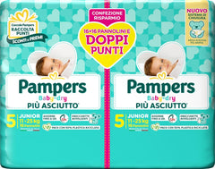 Pampers Baby Dry Junior DWCT pelenkák, ikercsomag, 5-ös méret (11-25 kg), 32 pelenka