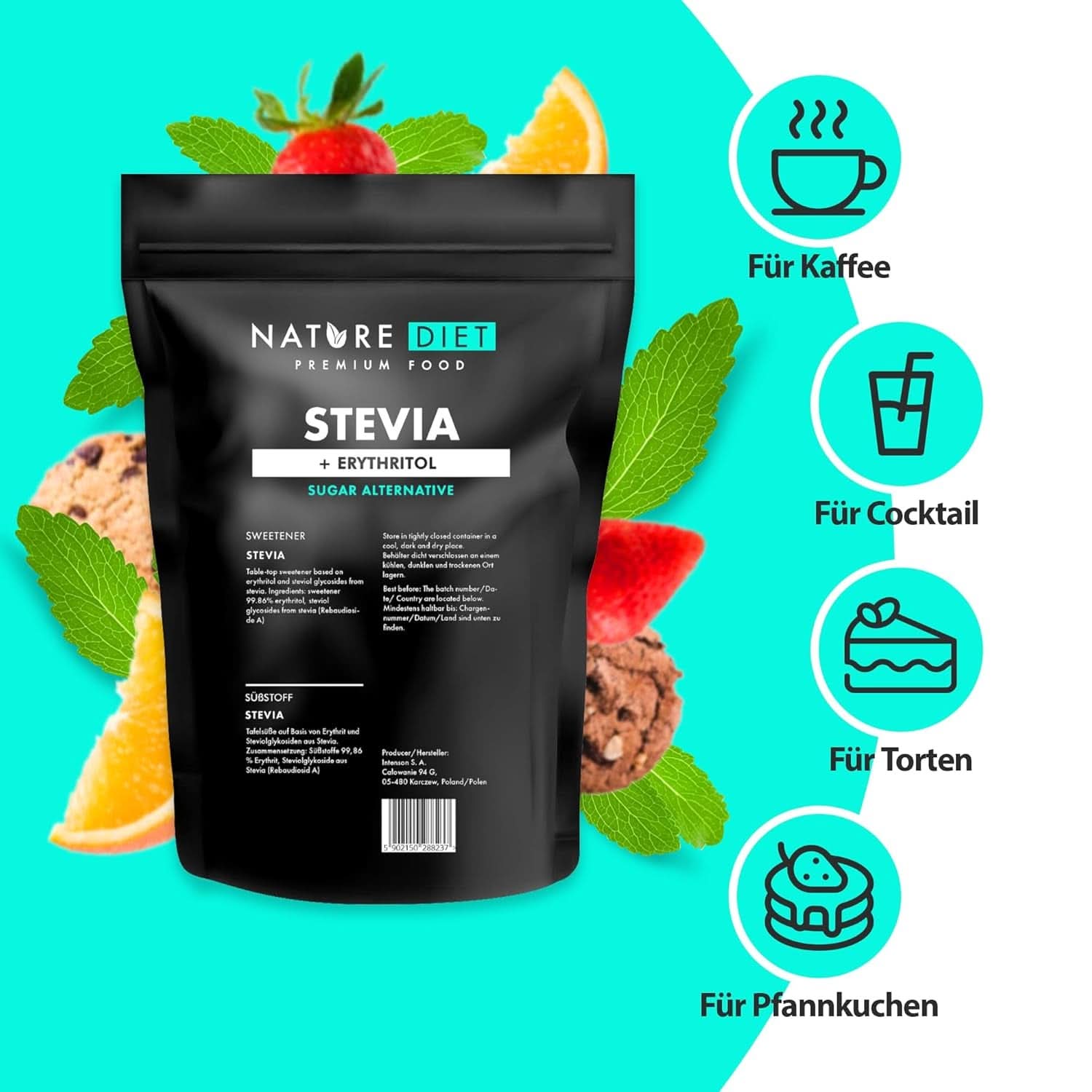 Természet diéta - Stevia édesítőszer, 1 kg édesítőszer Naty Shop