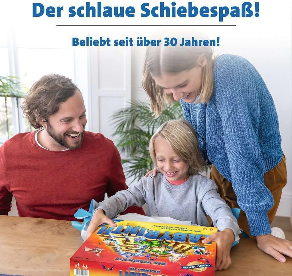 Ravensburger Family Game 26955 - Labirintul Nebun - Joc de Petrecere - Joc clasic pentru 2-4 jucători, joc de societate pentru vârste de 7 ani și peste