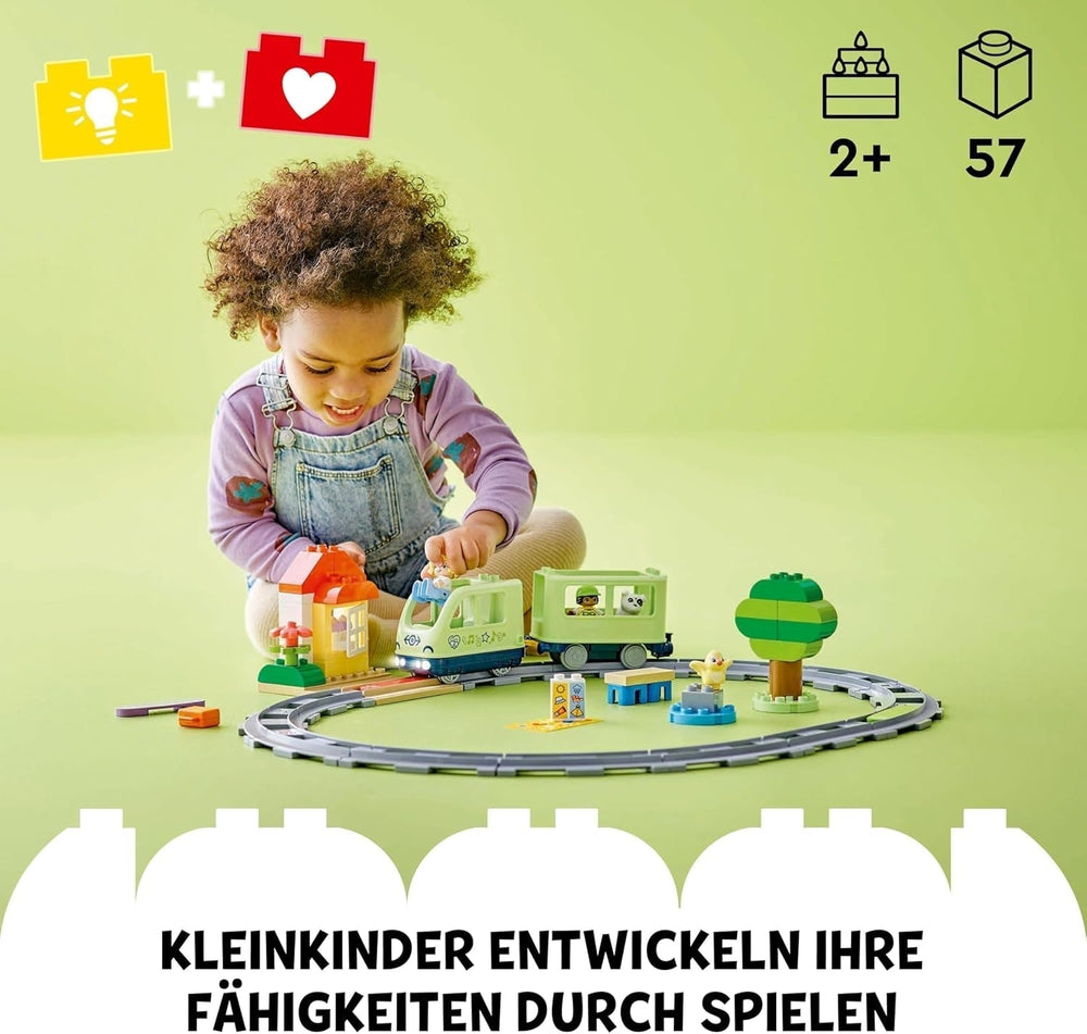 LEGO DUPLO Town interaktív kalandvonat, játékkészlet fényekkel és hangokkal a szerepjátékhoz, 2 évesek számára lehetővé teszi a pályák építését, 10427 óvodai oktatójáték építőkészletek Besuche den LEGO-Store