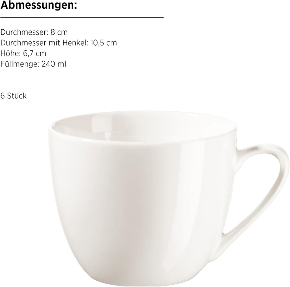 MÄSER 934105 Seria Belmira, serviciu clasic de cafea pentru 6 persoane, set de cafea cu 18 piese, atemporal, elegant, delicat, porțelan, alb