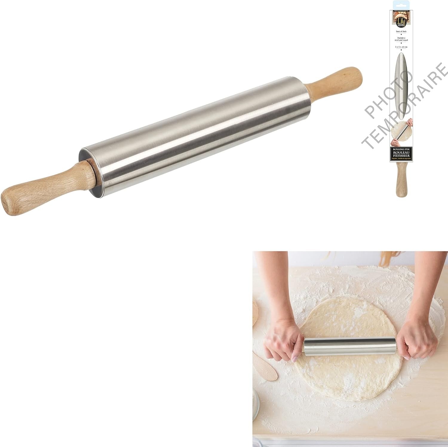 ROZSDAMENTES ACÉL GÖRGŐ. H.42 D.5 CM