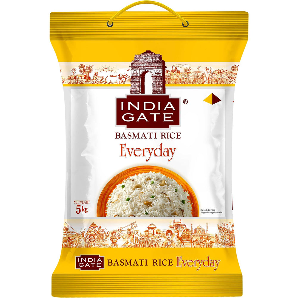 INDIA GATE Premium Basmati Rice – Hosszú szemű finom, aromás rizs Indiából, finom hosszú szemű (1 x 5 kg)