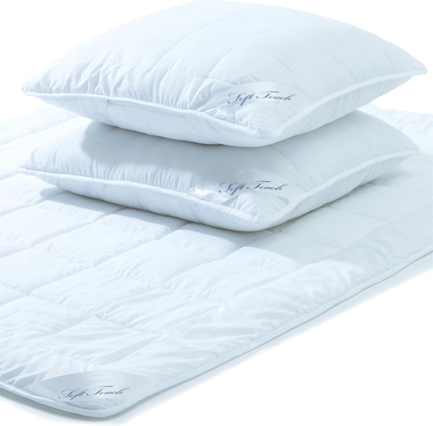 Aqua-Textil Soft Touch Set pentru copii Plapumă 100 X 135 Cm 250G și 350G cu pernă 40 X 60 Cm 150G Plapumă 4 anotimpuri Reglare climatică Oeko-Tex Plapumi si pilote Naty Shop 200X240 Cm + 2X 80X80 Cm Iarna