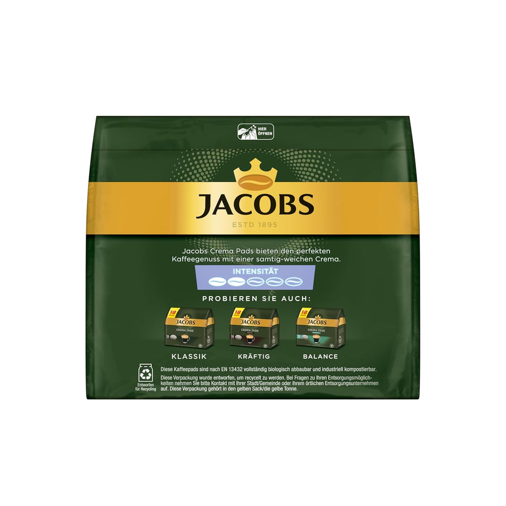 Jacobs Pads Crema Mild, Senseo kompatible Pads, 5 x 18 Getränke, 90 Kaffeepads